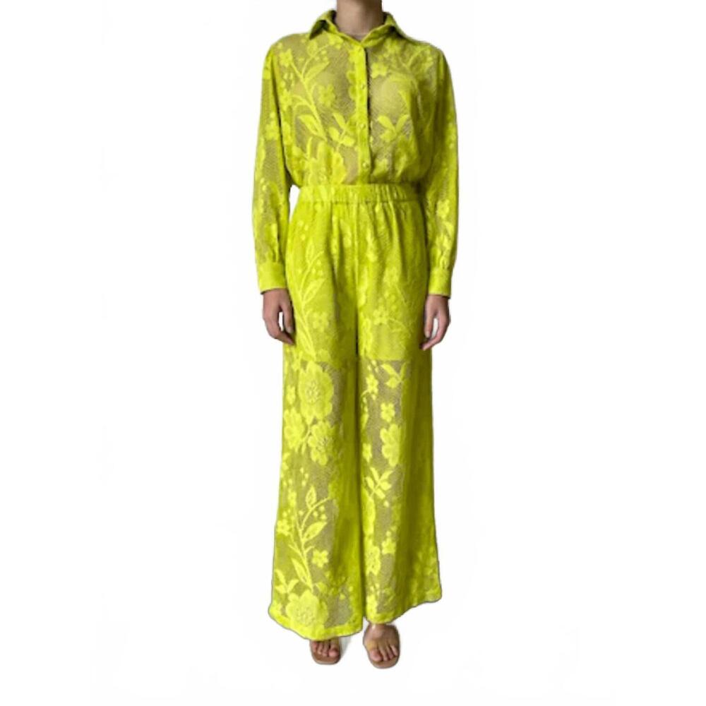 NEW HEMANT & NANDITA nysa wide leg pants in lime